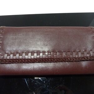 Vintage  90s Y2K HYPE Leather WOMENS BROWN Wallet CREDIT CARD ZIP COIN WALLET